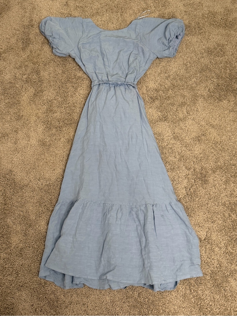 Astr Light Blue Puff-Sleeve Maxi Dress